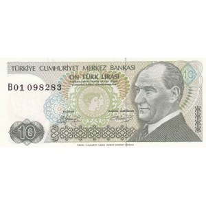 Turkey, 10 Lira, 1979, UNC, p192, 7/1. Emission, B01 first prefix