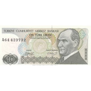 Turkey, 10 Lira, 1979, UNC, p192, 7/1. Emission