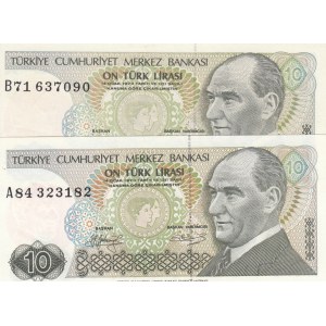 Turkey, 10 Lira, 1979, UNC, p192, 7/1. Emission, (Total 2 banknotes)