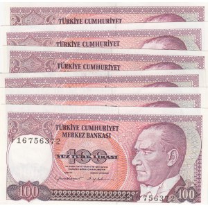 Turkey, 100 Lira, 1983 / 1984, UNC, p194, 7/1. ve 7/2. Emission, ALL LETTER SET