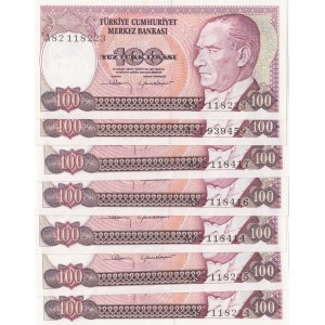 Turkey, 100 Lira, 1983, AUNC (+) / UNC, p194, 7/1. Emission, (Total 7 banknotes)