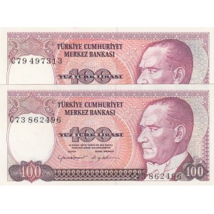 Turkey, 100 Lira, 1984, UNC, p194, 7/2. Emission, (Total 2  banknotes)