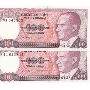 Turkey, 100 Lira, 1984, UNC, p194, 7/2. Emission, (Total 2 banknotes)