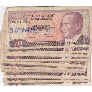 Turkey, 100 Lira, 1983/1984, FINE / VF, p194, 7/1. and 7/2. Emission, (Total 39 banknotes)