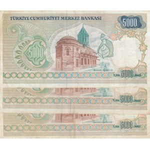 Turkey, 5.000 Lira, 1981, XF (-), p196A, 7/1. Emission, (Total 3 banknotes)