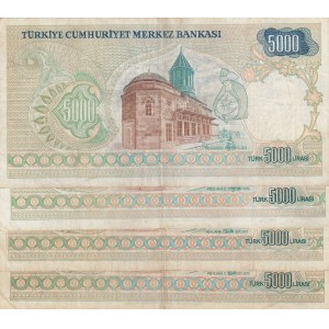 Turkey, 5.000 Lira, 1981, VF / XF, p196A, 7/1. Emission, (Total 4 banknotes)