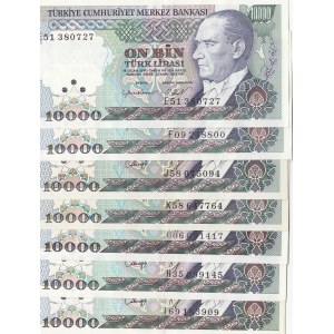 Turkey, 10.000 Lira, 1984/1993, UNC, p199/p200, 7/2, 7/3. and 7/4. Emission, (Total 8 banknotes)