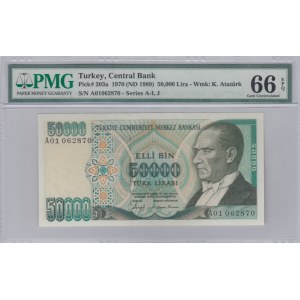 Turkey, 50.000 Lira, 1989, UNC, p203a, 7/1. Emission, A01