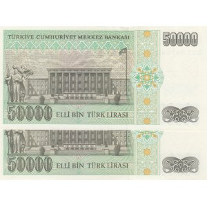 Turkey, 50.000 Lira, 1995, UNC, p204, (Total 2 consecutive banknotes)