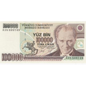 Turkey, 100.000 Lira, 1991, UNC, p205a, 7/1. Emission