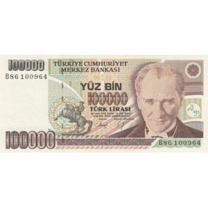 Turkey, 100.000 Lira, 1991, UNC, p205a, 7/1. Emission