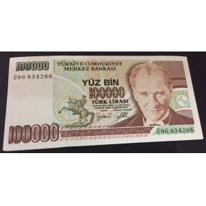 Turkey, 100.000 Lira, 1996, UNC, p205c, 7/3. Emission, (Total 69 banknotes)