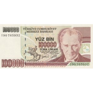 Turkey, 100.000 Lira, 1996, UNC, p205c, 7/3. Emission, I90 last prefix