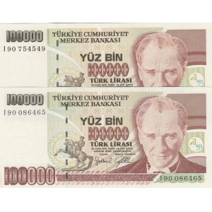 Turkey, 100.000 Lira, 1996, UNC p205c, 7/3. Emission, I90, (Total 2 banknotes)