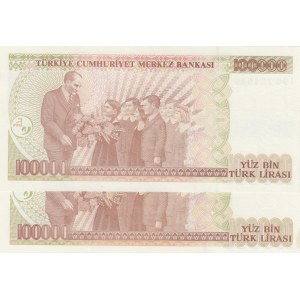 Turkey, 100.000 Lira, 1996, UNC p205c, 7/3. Emission, I90, (Total 2 banknotes)