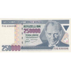 Turkey, 250.000 Lira, 1998, UNC, p211, 7/3. Emission, F01 first prefix