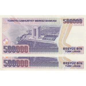 Turkey, 500.000 Lira, 1994, UNC, p208b, 7/2. Emission, D01, (Total 2 consecutive banknotes)