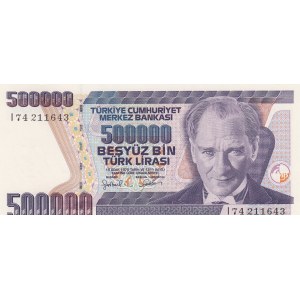 Turkey, 500.000 Lira, 1997, UNC, p212, 7/4. Emission, I74 LAST PREFIX