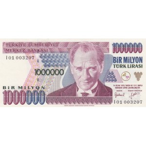 Turkey, 1.000.000 Lira, 1996, UNC, p209b, 7/2. Emission, I01 first prefix.