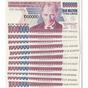 Turkey, 1.000.000 Lira, 2002, UNC, p209c, 7/3. Emission, (Total 31 banknotes)