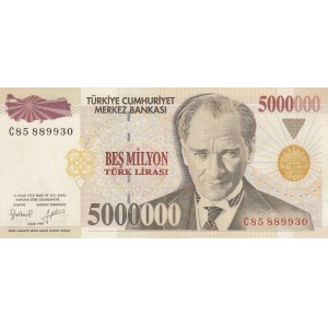 Turkey, 5.000.000 Lira, 1997, UNC, p210a, 7/1. Emission