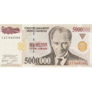 Turkey, 5.000.000 Lira, 1997, UNC, p210b, 7/1