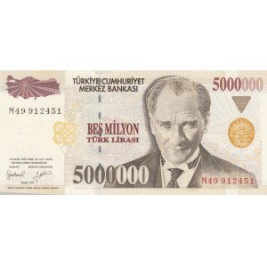 Turkey, 5.000.000 Lira, 1997, UNC, p210b, 7/1. Emission