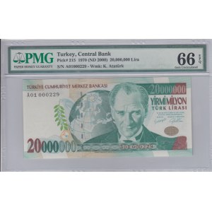 Turkey, 20.000.000 Lira, 2001, UNC, p215, 7/1. Emission, A01