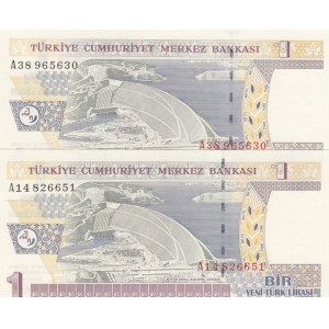 Turkey, 1 New Turkish Lira (2), 2005, UNC, p218, 8/1. Emission, (Total 2 banknotes)
