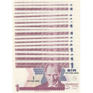Turkey, 1 New Turkish Lira, 2005, UNC, p216, 8/1. Emission, (Total 17 consecutive banknotes)