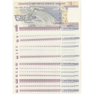 Turkey, 1 New Turkish Lira, 2005, UNC, p216, 8/1. Emission, (Total 17 consecutive banknotes)