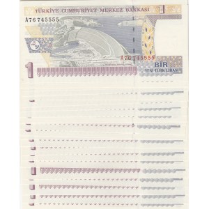 Turkey, 1 New Turkish Lira, 2005, UNC, p216, 8/1. Emission, (Total 22 banknotes)