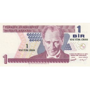 Turkey, 1 New Turkish Lira, 2005, UNC, p216, 8/1. Emission, FIRST BANKNOTE