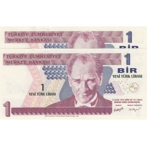 Turkey, 1 New Turkish Lira, 2005, UNC, p216, 8/1. Emission, A01, (Total 2 banknotes)