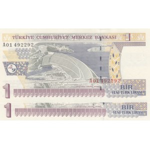 Turkey, 1 New Turkish Lira, 2005, UNC, p216, 8/1. Emission, A01, (Total 2 banknotes)