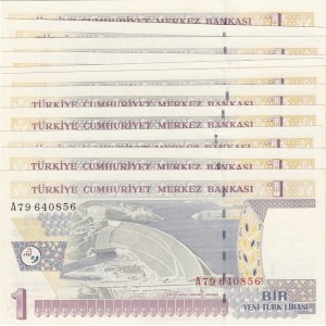 Turkey, 1 New Turkish Lira, 2005, UNC, p216, 8/1. Emission, (Total 11 banknotes)