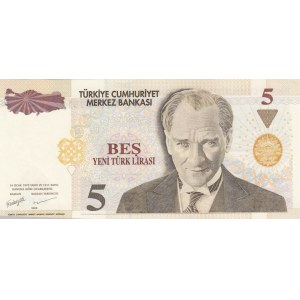 Turkey, 5 New Turkish Lira, 2005, UNC, p217, 8/1. Emission.