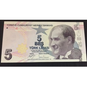Turkey, 5 New Turkish Lira, 2005, UNC, p217, 8/1. Emission, LOW SERIAL NUMBER