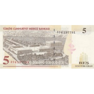 Turkey, 5 New Turkish Lira, 2005, UNC, p217, 8/1. Emission, RADAR