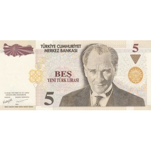 Turkey, 5 New Turkish Lira, 2005, UNC, p217, 8/1. Emission, RADAR