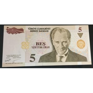 Turkey, 5 New Turkish Lira, 2005, UNC, p217, 8/1. Emission, E90