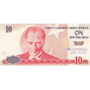 Turkey, 10 New Turkish Lira, 2005, UNC, p218, 8/1. Emission, A first prefix.