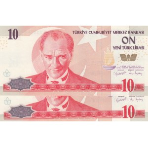 Turkey, 10 New Turkish Lira, 2005, UNC, p218, 8/1. Emission, (Total 2 banknotes)