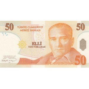 Turkey, 50 New Turkish Lira, 2005, UNC, p220, 8/1. Emission, A01 first prefix.