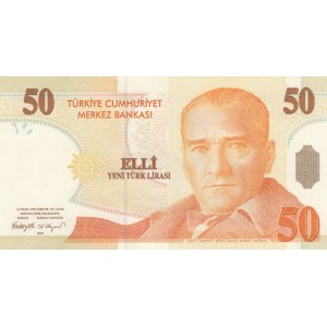 Turkey, 50 New Turkish Lira, 2005, UNC, p220, 8/1. Emission, E01 first prefix.
