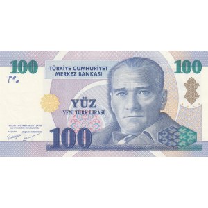 Turkey, 100 New Turkish Lira, 2005, UNC, p221, 8/1. Emission, A01 first prefix.