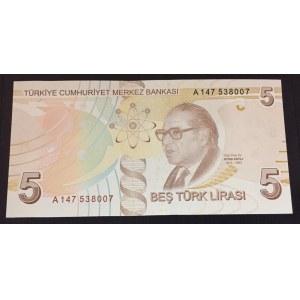 Turkey, 5 Lira, 2009, UNC, p222a, 9/1. Emission, A first prefix