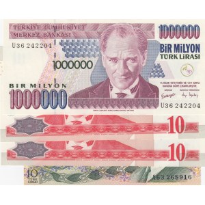 Turkey, Mix Lot, AUNC / UNC, (Total 5-4 banknotes)