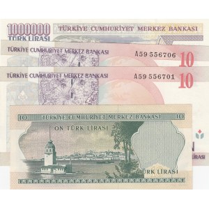 Turkey, Mix Lot, AUNC / UNC, (Total 5-4 banknotes)