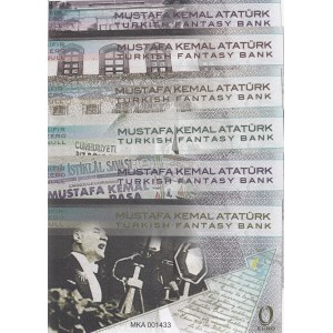 Türkiye, 0 Euro, 2019, UNC, FANTASY BANKNOTES, (Total 6 banknotes)